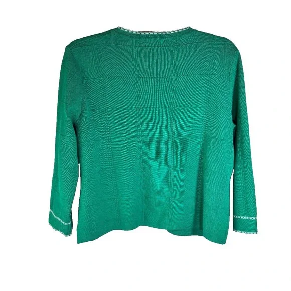 Adrianna Papell Button up Sweater Top Cropped Green Women's Size S Preppy - Picture 2 of 7